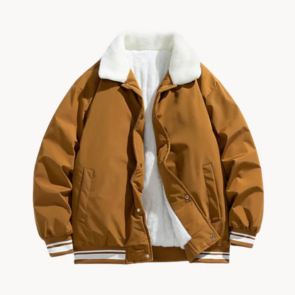 Veste d'hiver homme col fourrure Sherpa chaude isolée