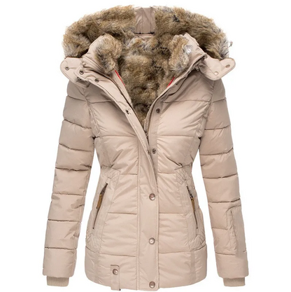Manteau d'hiver femme capuche fourrure design de luxe