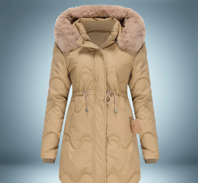 Parka coloré avec col en fourrure douce