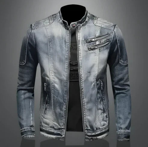 Veste en jean zippée pour homme - Bleu