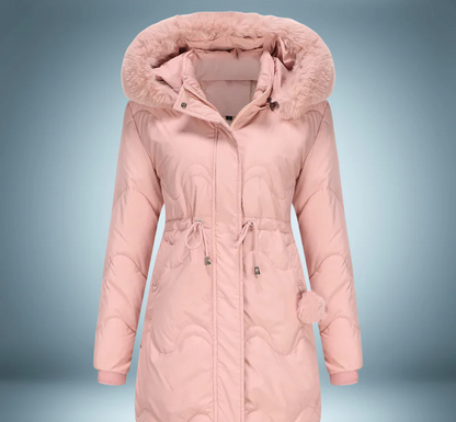 Parka coloré avec col en fourrure douce