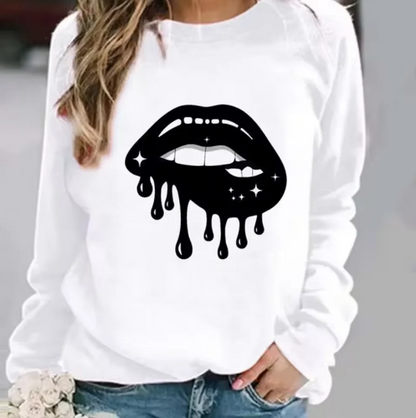 Pull en coton doux à motif lèvres