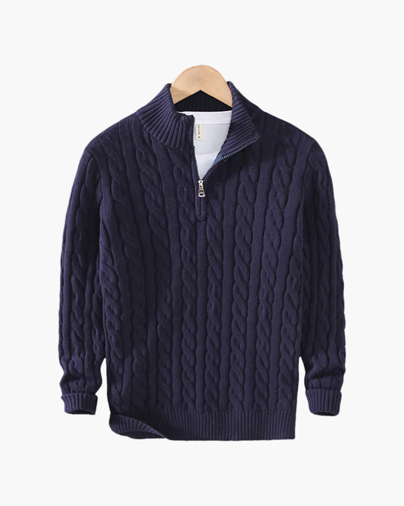Pull-over homme en maille, moderne, demi-zip