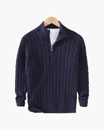Pull-over homme en maille, moderne, demi-zip