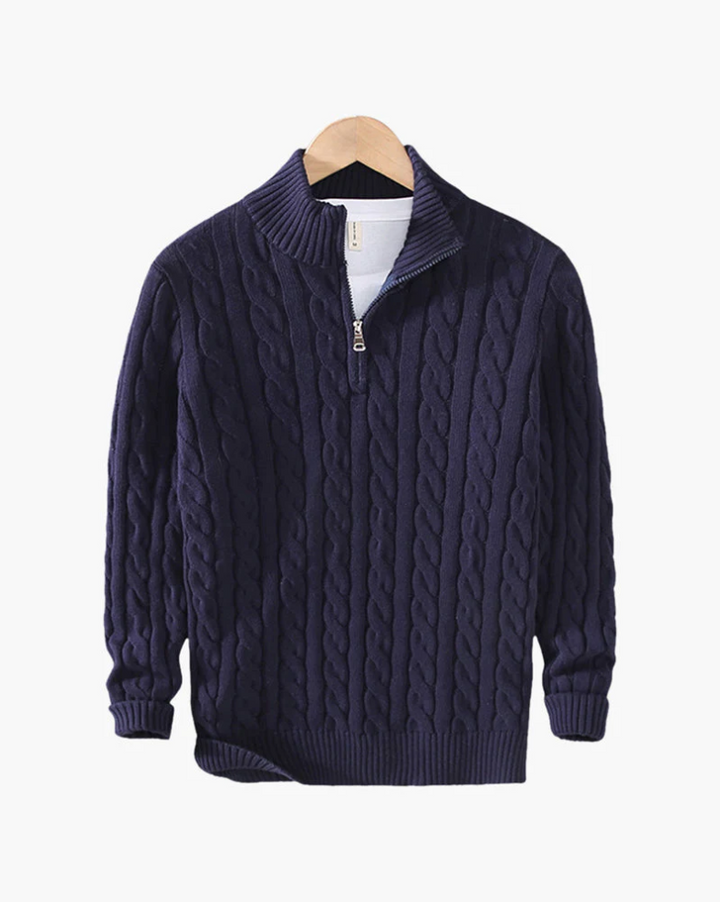 Pull-over homme en maille, moderne, demi-zip