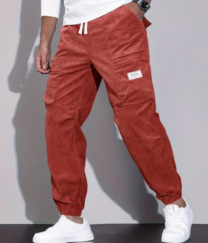 Pantalon en velours côtelé couleur café Élégant Beige