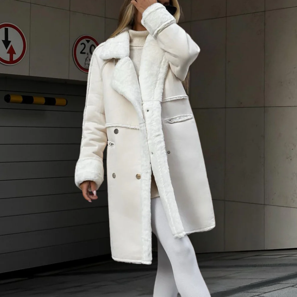 Elegante Damen Plüschjacke Lang Mantel - IdealeKleiden