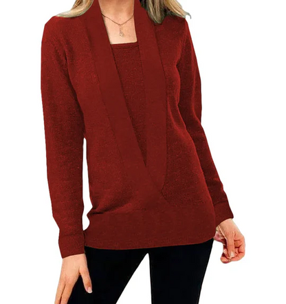 Pull en tricot unique col V femme