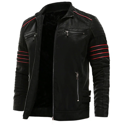 Blouson moto en cuir pour hommes, robuste et élégant