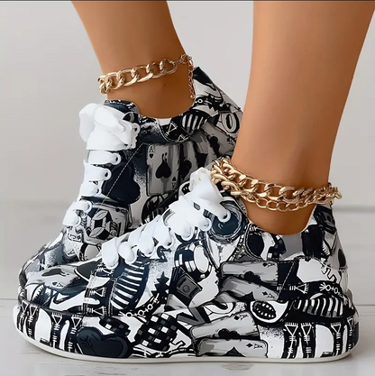 Baskets femme stylées design graffiti