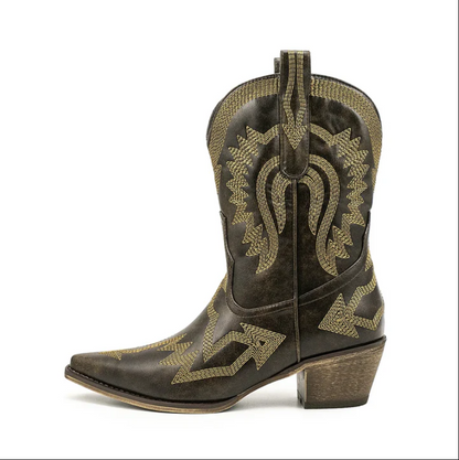 Bottes western classiques en cuir pour femme
