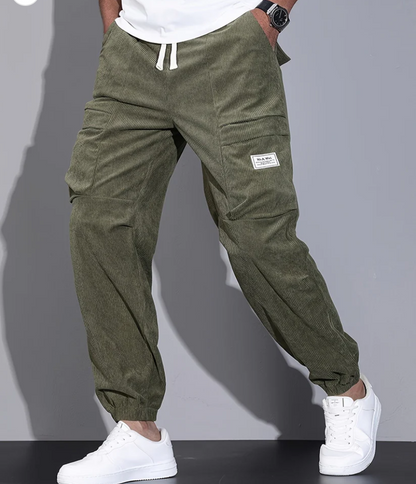 Pantalon en velours côtelé couleur café Élégant Beige