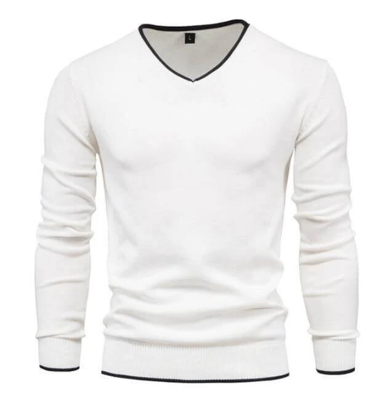 Elegant V-Ausschnitt Pullover aus edlem Silbergrau - IdealeKleiden