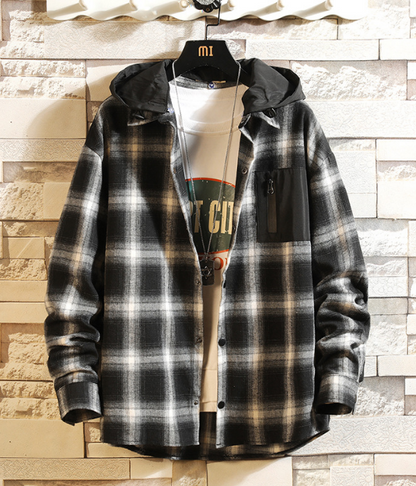 Hoodie homme carreaux moderne sportif