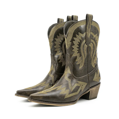 Bottes western classiques en cuir pour femme