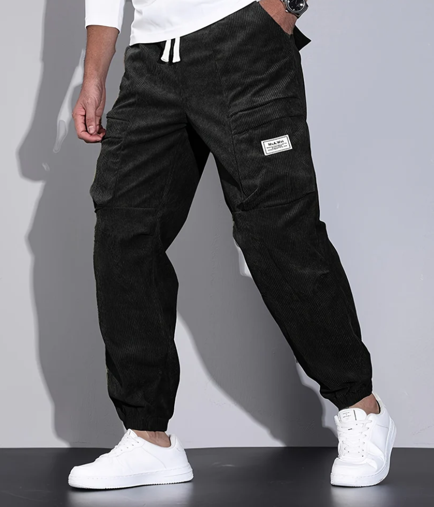 Pantalon en velours côtelé couleur café Élégant Beige