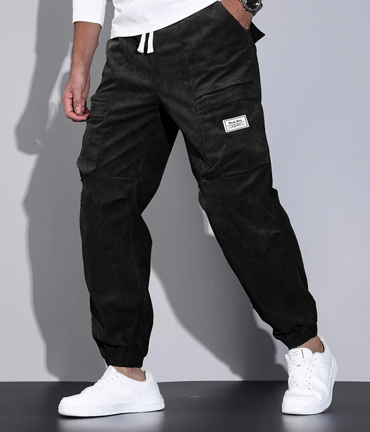 Pantalon en velours côtelé couleur café Élégant Beige