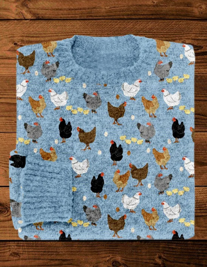 Seren – Pull rétro motif poulet
