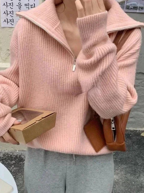 Col roulé chaud zippé pour femme