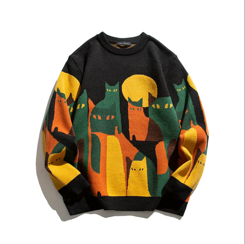 Pull-over douillet femme motif chat doux