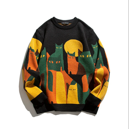 Pull-over douillet femme motif chat doux