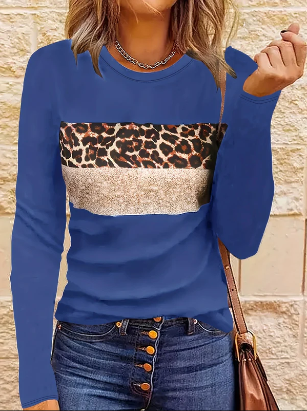 T-shirt manches longues Léopard Femme Chic