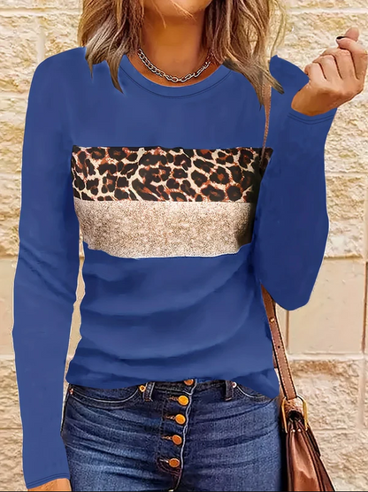 T-shirt manches longues Léopard Femme Chic