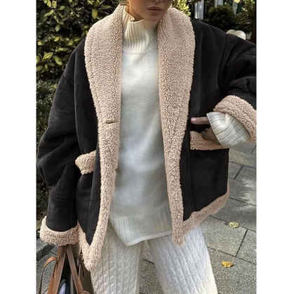 Manteau d'hiver moderne noir avec col pour femme