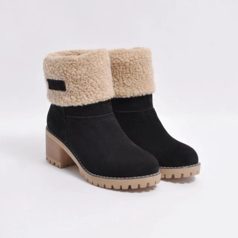 Bottes d'hiver chaudes en daim pour femmes et hommes
