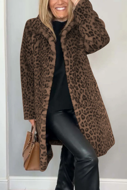Doudoune Hiver Femme Motif Léopard Élégante