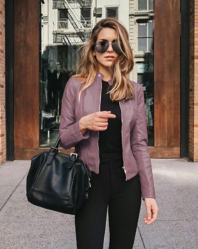 Veste motard femme simili cuir noire élégante