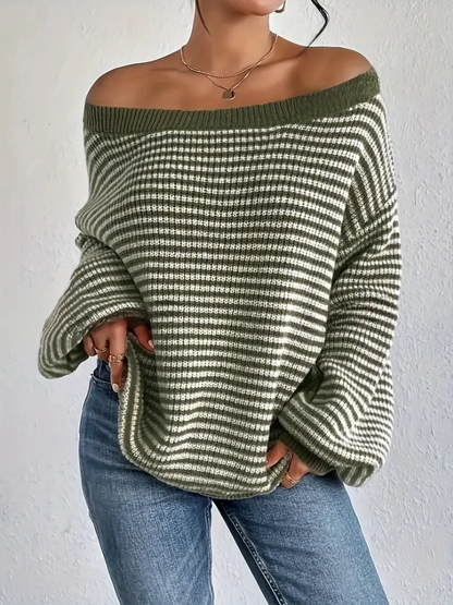 Grüner Strickpullover Relaxed Fit - IdealeKleiden