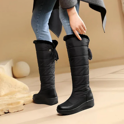 Bottes d'hiver chaudes pour femmes - Bottes de neige à hauteur du genou doublées de fourrure