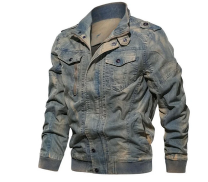 Veste en jean pour homme col montant moderne