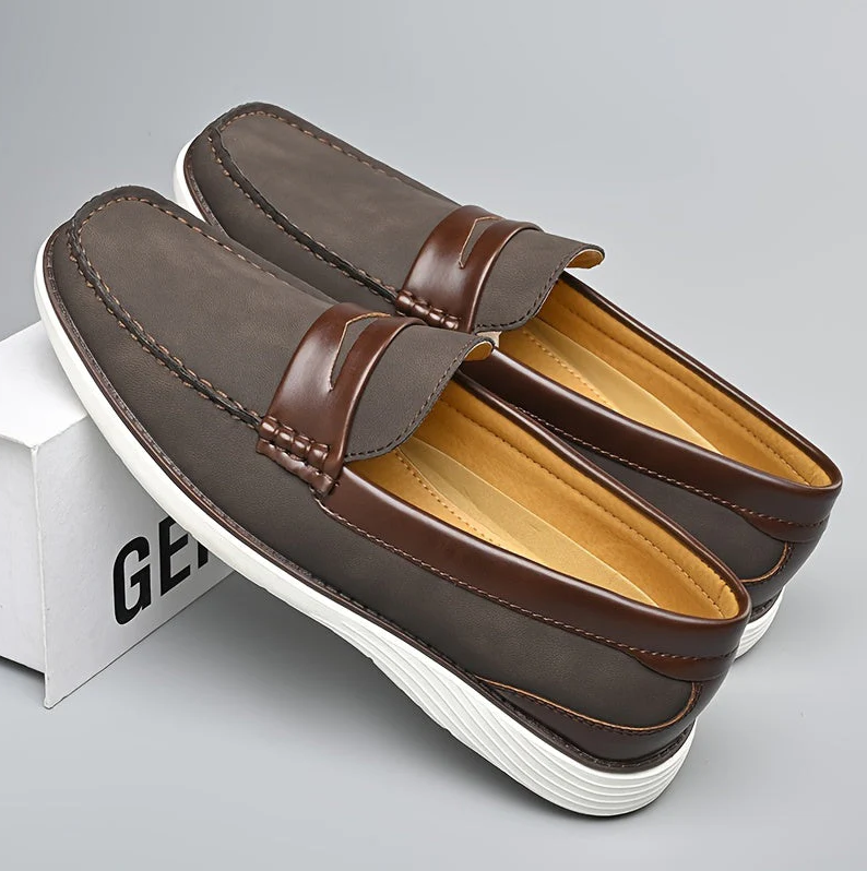 Elegante Herren Loafer Leder Schuhe - IdealeKleiden