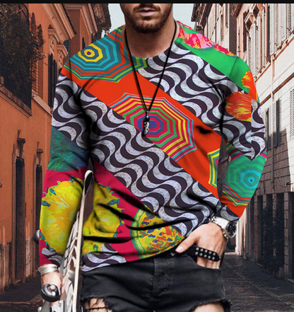 Pull hippie coloré pour homme