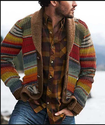 Cardigan à carreaux pour hommes style vintage