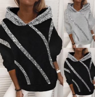 Lässiger Hoodie mit Glitter-Print - IdealeKleiden