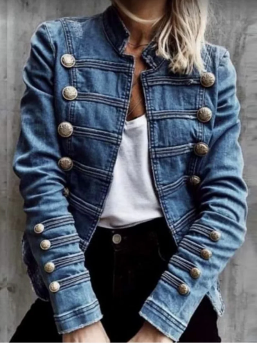 Kia Retro-Jeansjacke aus Baumwolle - IdealeKleiden