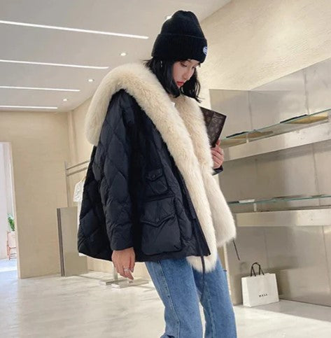 Veste de luxe col fourrure