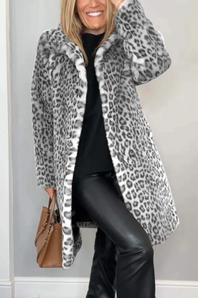 Doudoune Hiver Femme Motif Léopard Élégante