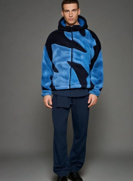 Blouson en laine d'agneau chaude à fermeture éclair pour homme