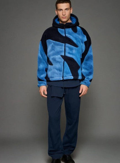 Blouson en laine d'agneau chaude à fermeture éclair pour homme