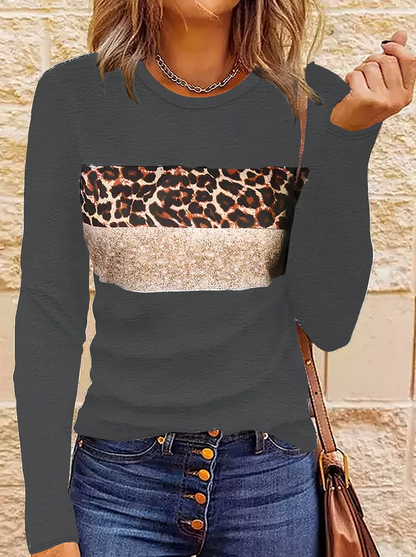 T-shirt manches longues Léopard Femme Chic