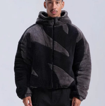 Blouson en laine d'agneau chaude à fermeture éclair pour homme