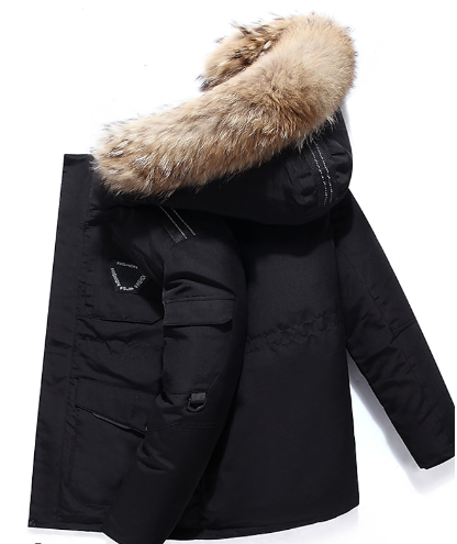 Veste d'hiver homme chaude avec capuche fourrée