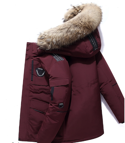 Veste d'hiver homme chaude avec capuche fourrée