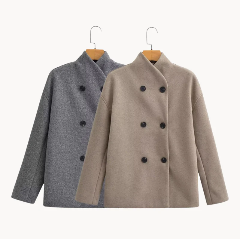 Modische Damenmantel Oversize Stil - IdealeKleiden