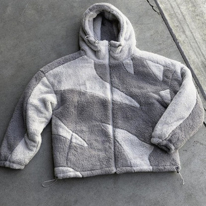 Blouson en laine d'agneau chaude à fermeture éclair pour homme