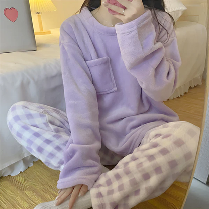 Ensemble de pyjama en polaire doux pour femme
